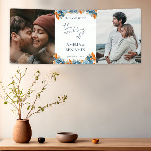 Banderoles Terracotta Bleu Nuit Rouille Photo Mariage Bienven