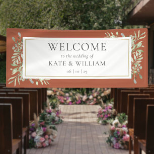 Banderoles Terracotta Green Foliage Mariage Bienvenue