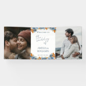 Banderoles Terracotta Marine Blue Rust Mariage photo Bienvenu (Horizontal)