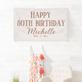 Banderoles Terracotta rose Joyeux 80e anniversaire (En situation)