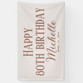 Banderoles Terracotta rose Joyeux 80e anniversaire (Vertical)