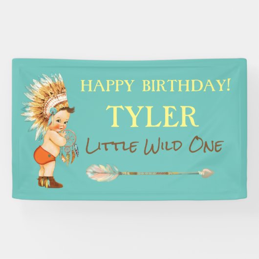 Banderoles Tête de garçon tribale Flèche amérindienne (Horizontal)