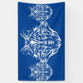 Banderoles Tête de loup blanc sur bleu (Vertical)