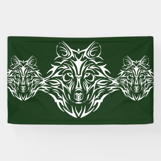 Banderoles Tête de loup blanc sur vert (Horizontal)