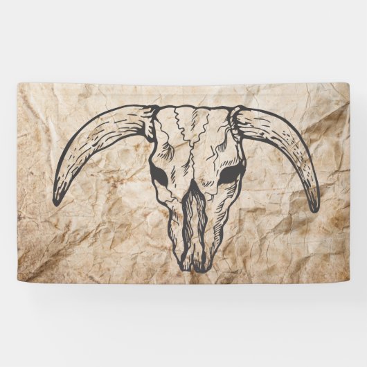 Banderoles Texas Longhorn Bull Skull (Horizontal)