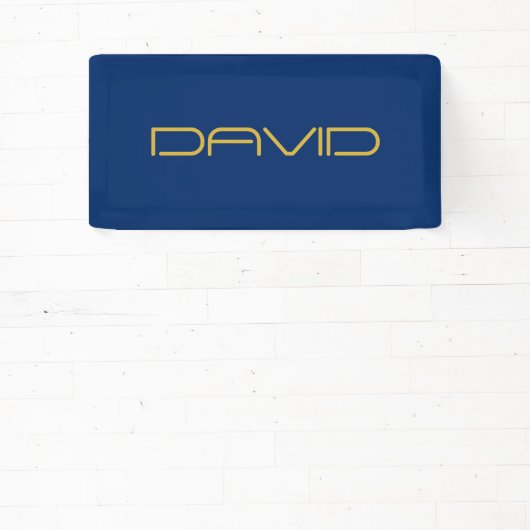 Banderoles Texte élégant modifiable | Or et bleu marine (Insitu)