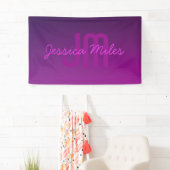 Banderoles Texte Monogrammé Moderne Éditable & Ombre Violet (En situation)