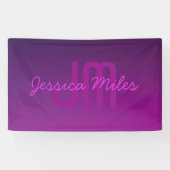 Banderoles Texte Monogrammé Moderne Éditable & Ombre Violet (Horizontal)