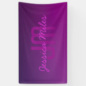 Banderoles Texte Monogrammé Moderne Éditable & Ombre Violet (Vertical)