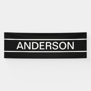 Banderoles Texte personnalisable Moderne gras Noir & Blanc