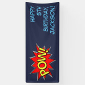 Banderoles Texte personnalisé "POW" Superhero Comic Book Modè (Vertical)