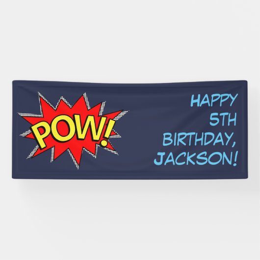 Banderoles Texte personnalisé "POW" Superhero Comic Book Modè (Horizontal)