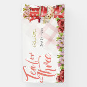 Banderoles Thé pour trois, anniversaire de la fleur de thé (Verticale)