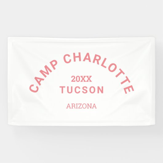 Banderoles Thème Camping Pink Camp Crest Bachelorette (Horizontal)