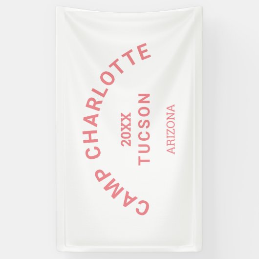 Banderoles Thème Camping Pink Camp Crest Bachelorette (Vertical)