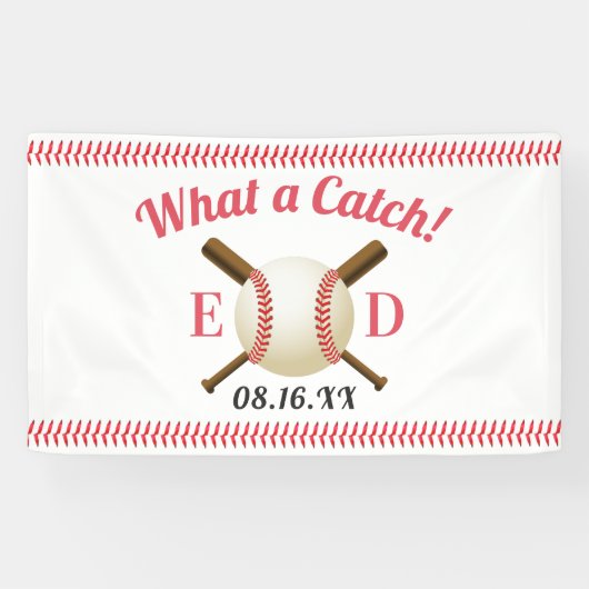 Banderoles Thème de baseball Quel Mariage attrape bienvenue (Horizontal)
