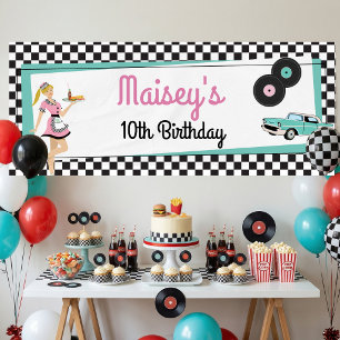 Banderoles Thème de fête d'anniversaire Diner Rétro des année
