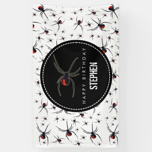 Banderoles Thème de fête d'anniversaire Red & Black Spider (Vertical)