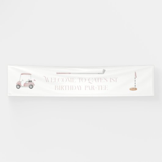 Banderoles Thème de golf rose bienvenue (Horizontal)