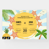 Banderoles Thème d'été Enfants Double Anniversaire Célébratio (Horizontal)