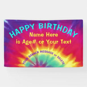 Banderoles Tie Dye Banner Personnalisé pour Anniversaire Bann