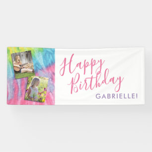 Banderoles Tie Dye Moderne Hippie Photo Anniversaire
