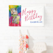 Banderoles Tie Dye Moderne Retro Vibes Joyeux Anniversaire Ph (En situation)