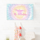 Banderoles Tie Dye Pastel Rainbow Boho Hippie Anniversaire (En situation)