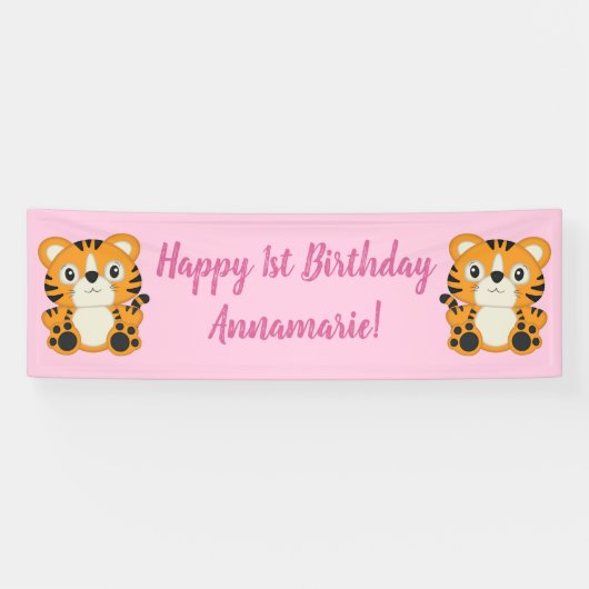 Banderoles Tiger Anniversaire Pink (Horizontal)