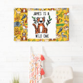 Banderoles Tiger Wild One fête d'anniversaire (En situation)