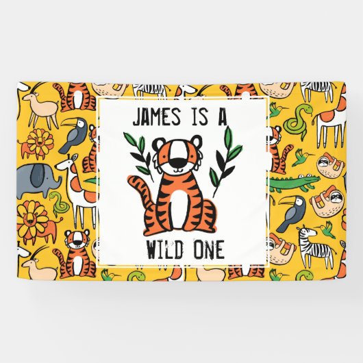 Banderoles Tiger Wild One fête d'anniversaire (Horizontal)