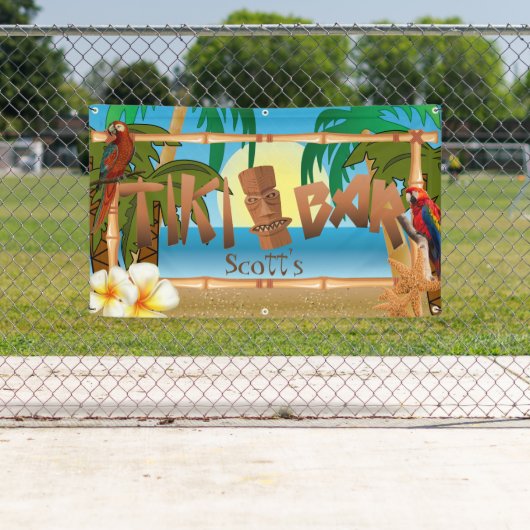 Banderoles Tiki Bar au Paradis (En situation)