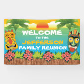 Banderoles Tiki Beach Sunset Famille Bienvenue (Horizontal)