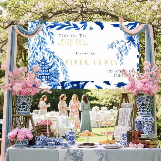 Banderoles Time for Tea with the Bride -to-be Blue Banner