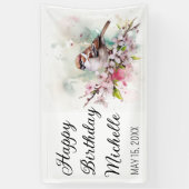Banderoles Tiny Sparrow Cherry Blossoms Printemps Anniversair (Vertical)