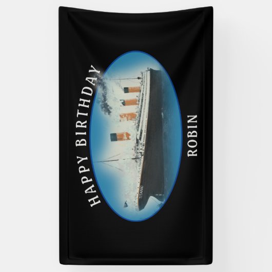 Banderoles Titanic Birthday Black RMS White Star Line Ship (Vertical)