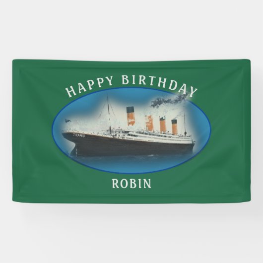 Banderoles Titanic Birthday Green RMS White Star Line Ship (Horizontal)