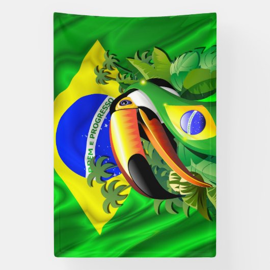 Banderoles Toco Toucan avec Cravate du drapeau brésilien (Verticale)