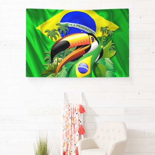Banderoles Toco Toucan avec Cravate du drapeau brésilien (Insitu)