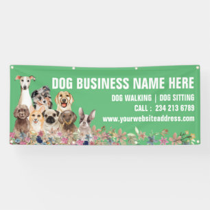 Banderoles Toilettage de chiens botanique floral Chiots Verts