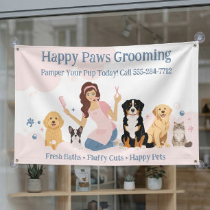Banderoles Toiletteuse pour chien professionnelle et styliste