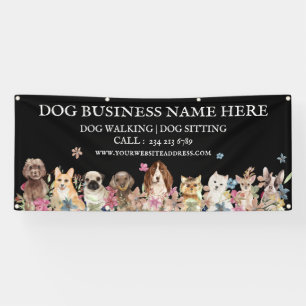 Banderoles Toiletteuse pour chiens botanique florale Black Pu