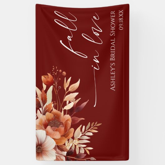 Banderoles Tomber dans l'amour Rusty Bourgogne Fête des marié (Vertical)