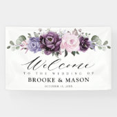 Banderoles Tons de Dusty violet Mariage Floral Bienvenue (Horizontal)