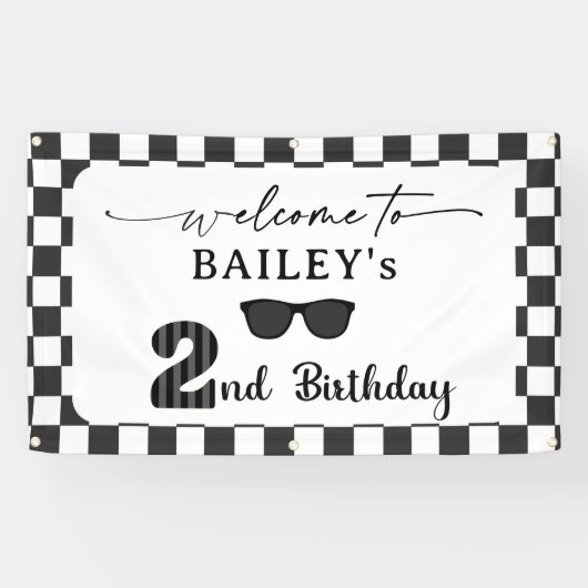 Banderoles Too Cool 2nd Birthday Welcome Banner (Horizontal)
