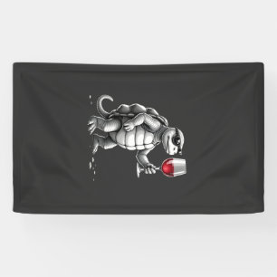 Banderoles tortue cool buvant du vin rouge impression d'art_1