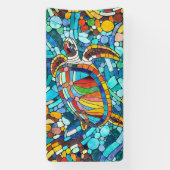 Banderoles Tortue mosaïque colorée (Verticale)