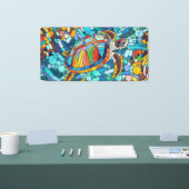 Banderoles Tortue mosaïque colorée (Salon professionnel)