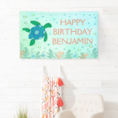 Banderoles Tortue sous la mer Joyeux anniversaire (En situation)