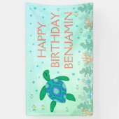 Banderoles Tortue sous la mer Joyeux anniversaire (Vertical)
